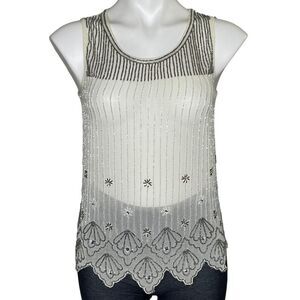 Bar III beaded sheer tank top XS
